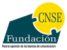 Logo Fundación CNSE con el texto Fundación con fondo verde y texto CNSE con fondo amarillo